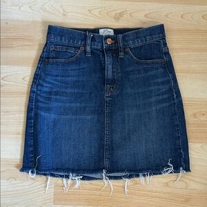 J. Crew Denim Frayed-Hem Mini Skirt